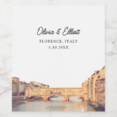 Florence bruiloft Italië gunst gepersonaliseerd Wijn Etiket (Enkel label)