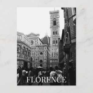 Florence Cathedral + Toeristen Italië (BW) Briefkaart