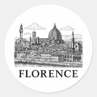 Florence Cityscape – Duomo Cathedral Line Art Ronde Sticker