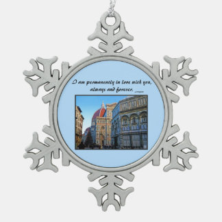 Florence Duomo Cathedraal met Love Quote Tin Sneeuwvlok Ornament