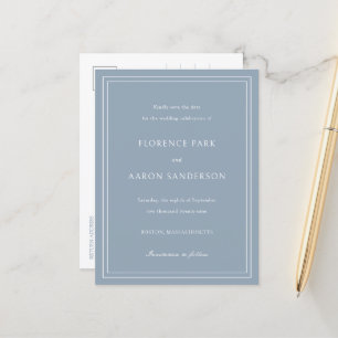 Florence Dusty Blue Elegant Wedding Save the Date Aankondigingskaart