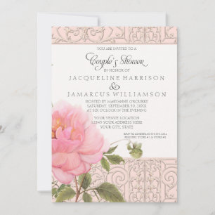 Florence Flower Pink Peonies Elegant Couples Showe Kaart