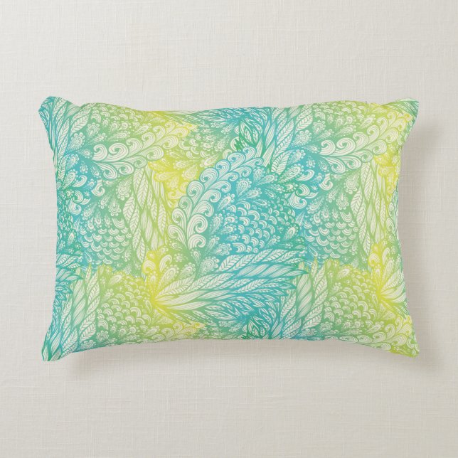 Florence  geel en blauw gradiënt accent kussen (Voorkant)