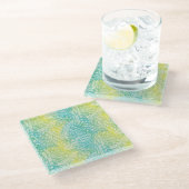 Florence geel en blauw gradiënt glazen onderzetter (Schuin)