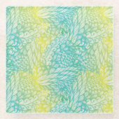 Florence geel en blauw gradiënt glazen onderzetter (Voorkant)