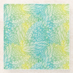 Florence  geel en blauw gradiënt glazen onderzetter