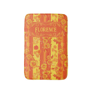 Florence Geel en Sinaasappel Bloemen Badmat