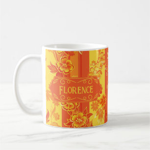 Florence Geel en Sinaasappel Bloemen Koffiemok
