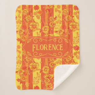 Florence Geel en Sinaasappel Bloemen Sherpa Deken