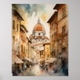 Florence Italie Aquarelle Art Imprimer Poster