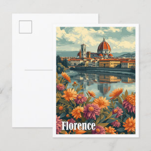 Florence Italië Artistieke Reis Illustratie Briefkaart