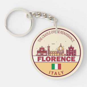 Florence Italië City Skyline Embleem Sleutelhanger
