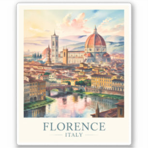 Florence Italië Duomo Kathedraal Aquarel Reizen Sticker
