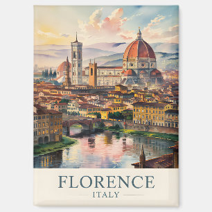 Florence Italië Duomo Silhouette Vintage Waterverf Magneet