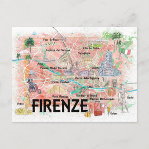 Florence Italië Illustrate Map Briefkaart