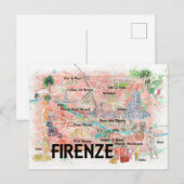 Florence Italië Illustrate Map Briefkaart (Voorkant / Achterkant)