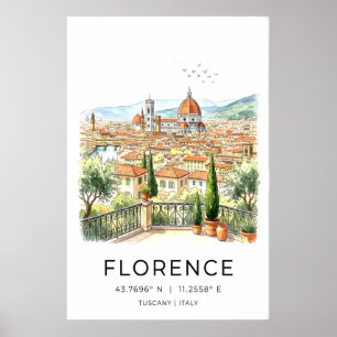 Florence Italië Kunstprint Toscaans terras Poster