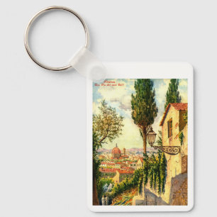 Florence, Italië, Mooie Straatscène Vintage Sleutelhanger