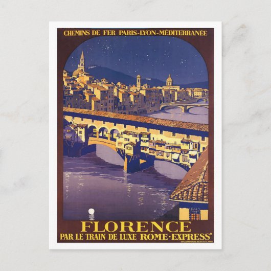 Florence, Italië, oud poster Briefkaart (Voorkant)