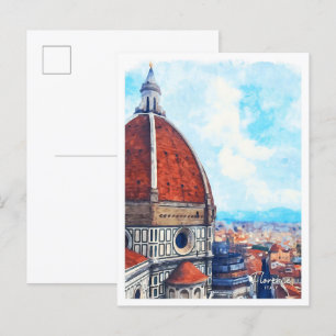 Florence Italië Prachtig Waterverf landschap Briefkaart