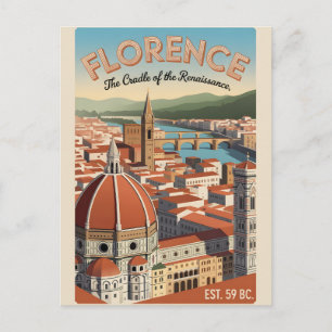 Florence Italië Retro Stadsgezicht Reis Briefkaart