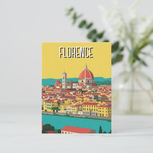 Florence Italië Skyline Reizen Abstracte Kunst Briefkaart (Staand voorkant)