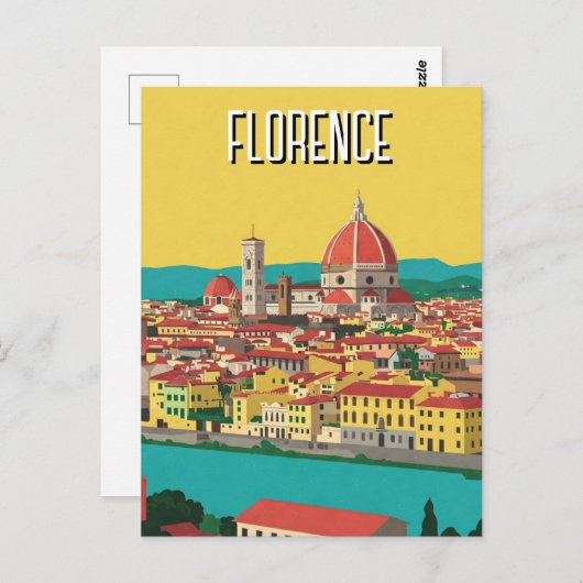 Florence Italië Skyline Reizen Abstracte Kunst Briefkaart (Voorkant / Achterkant)