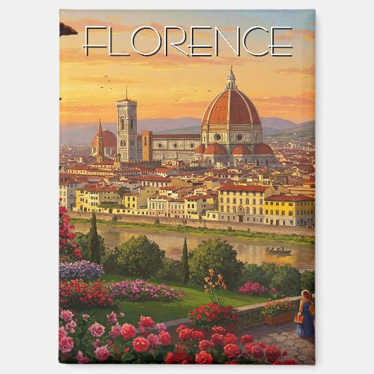 Florence Italië Skyline Sunset Magneet (Voorkant)