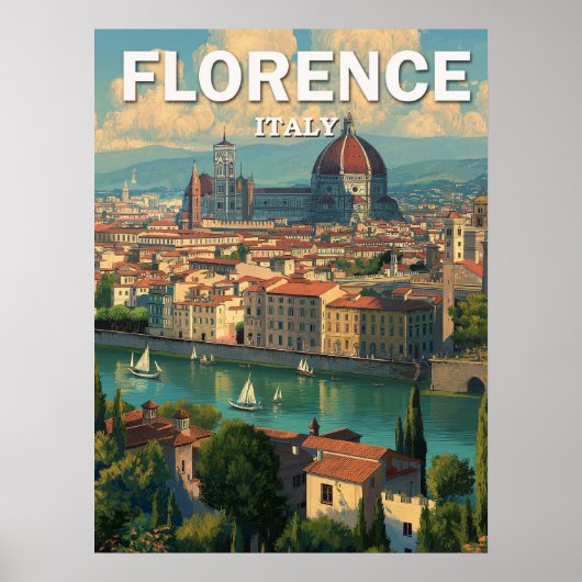  Florence Italië Skyline Travel Poster (Voorkant)