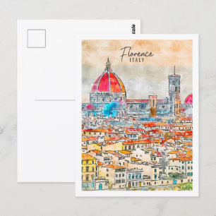 Florence Italië Travel Place Waterverf Briefkaart