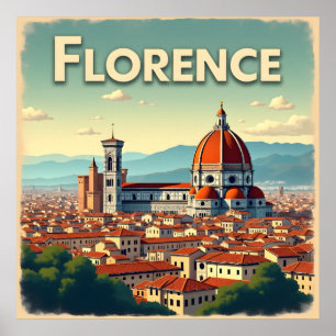 Florence Italië Vintage Reizen Poster