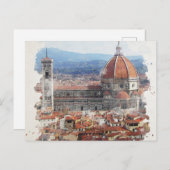 Florence Italië Waterverf Art Briefkaart (Voorkant / Achterkant)