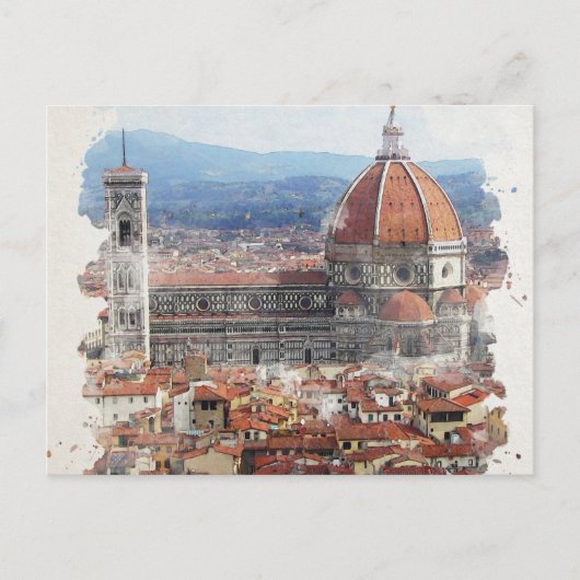 Florence Italië Waterverf Art Briefkaart (Voorkant)