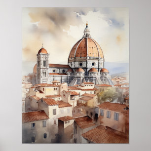 Florence Italië Waterverf Art Print Poster