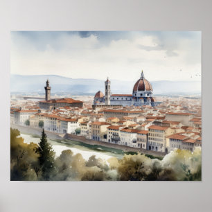 Florence Italië Waterverf Art Print Poster