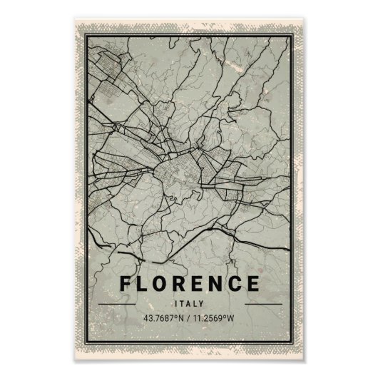 Florence italmap print poster canvas (Voorkant)
