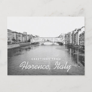 Florence Italy Black & White Ponte Vecchio Bridge Briefkaart