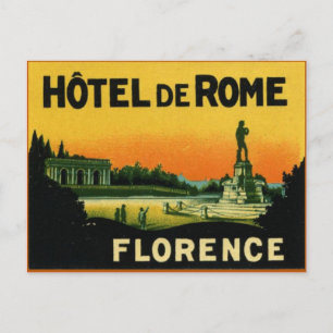 Florence Italy HOTEL DeROME Briefkaart