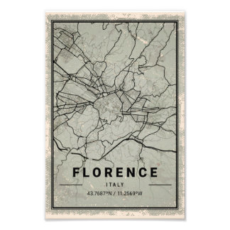 Florence italy map print poster canvas