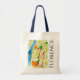 Florence Italy Street Map in Waterverf Tote Bag