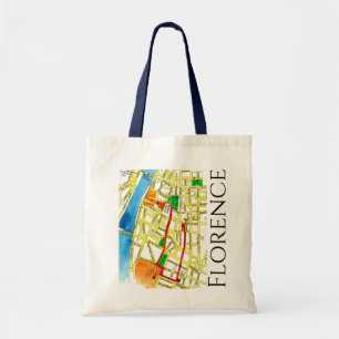 Florence Italy Street Map in Waterverf Tote Bag