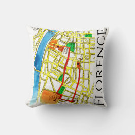 Florence Italy Waterverf and Ink Street Map Kussen