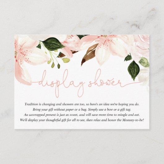 Florence klinkt roze witte florale douche informatiekaartje (Voorkant)