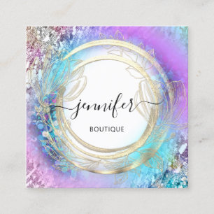 Florence Lijst QR Code Logo Gold Garden Pink Vierkante Visitekaartje