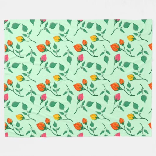 Florence met gekleurde rozen bloemen fleece deken (Voorkant (Horizontaal))