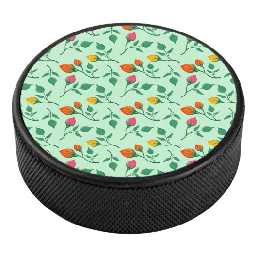 Florence met gekleurde rozen bloemen hockey puck (3/4)