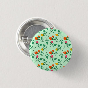 Florence met gekleurde rozen bloemen ronde button 3,2 cm