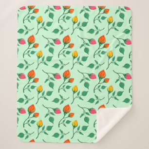 Florence met gekleurde rozen bloemen sherpa deken