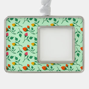 Florence met gekleurde rozen bloemen verzilverd kader ornament