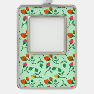 Florence met gekleurde rozen bloemen verzilverd kader ornament